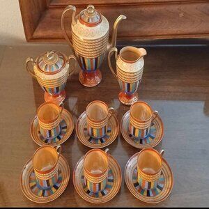 Antique Japanese Porcelain Gold Hand Painted One Thousand Faces Tea Set
